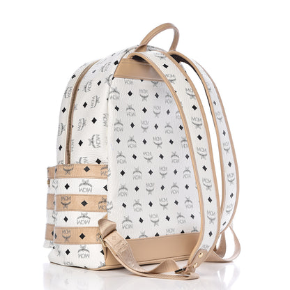 MCM Metallic Visetos Striped Medium Stark Backpack White Beige 3 of 16