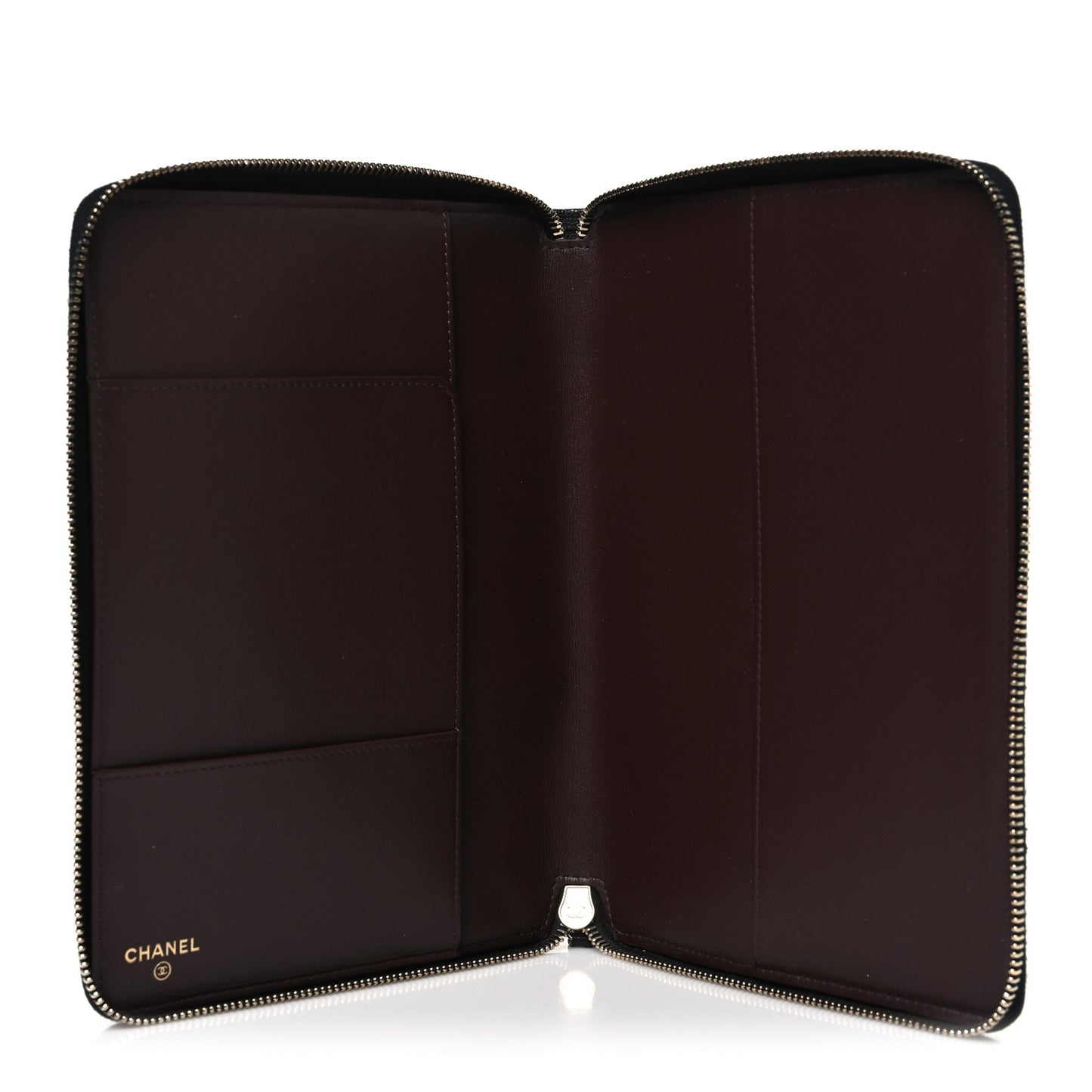 Caviar Quilted Zip Around Notebook Agenda Cover Black
