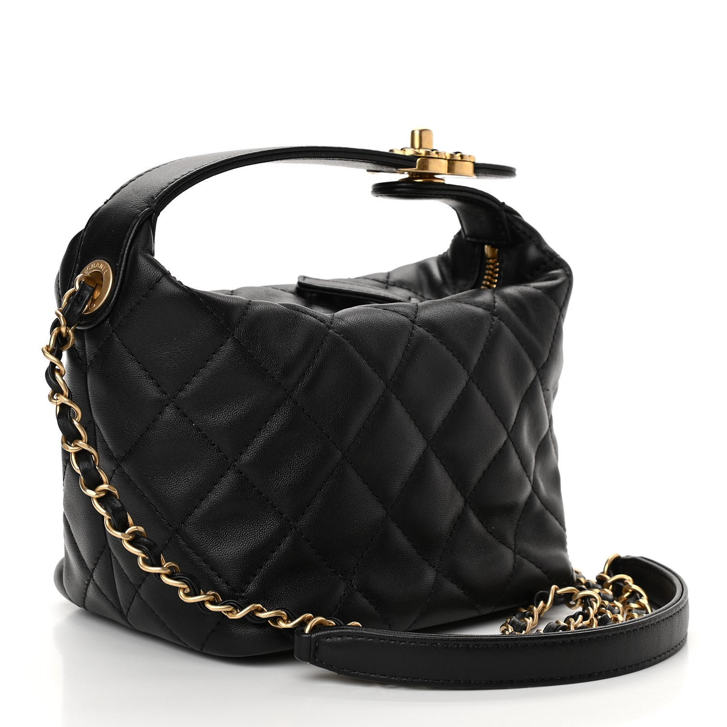 Lambskin Quilted Small Perfect Meeting Hobo Black