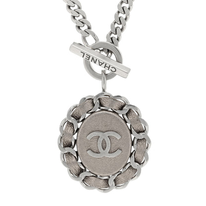 Chanel Lambskin CC Chain Pendant Necklace Silver 3 of 4
