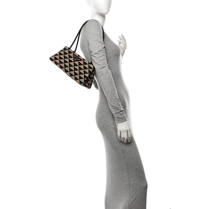 Prada Jacquard Triangolo Symbole Embroidered Small Shoulder Bag Black Corda 2 of 11