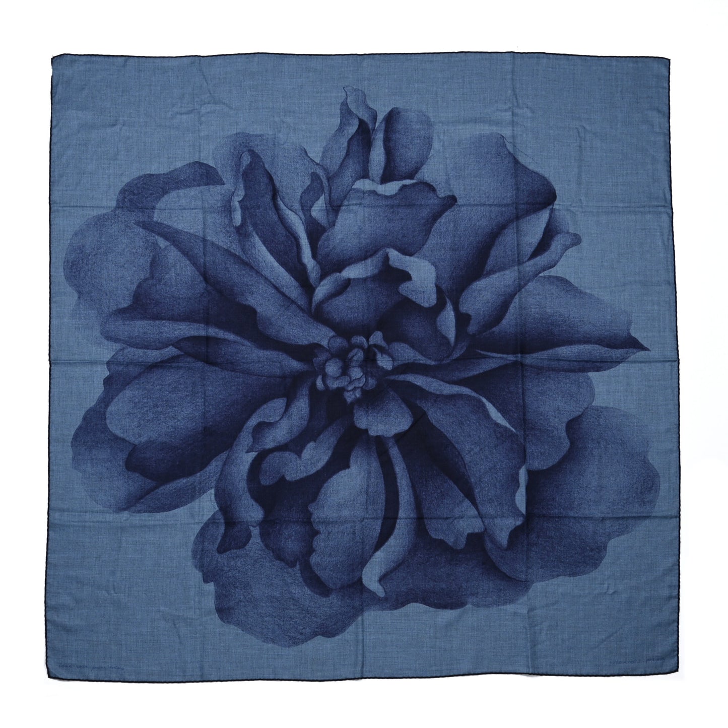 Cashmere Silk Une Rose Pour Alma Shawl 140 Bleu Chine Encre