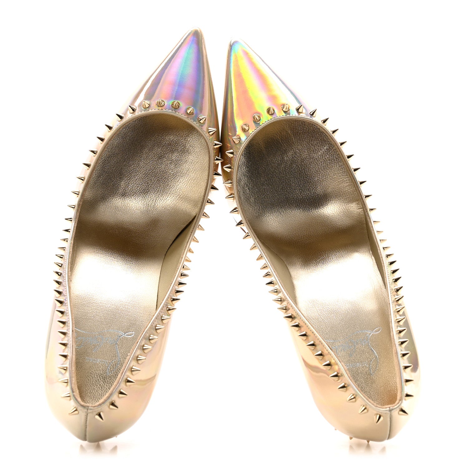 Christian Louboutin Metallic Patent Psychic Anjalina 85 Pumps 36