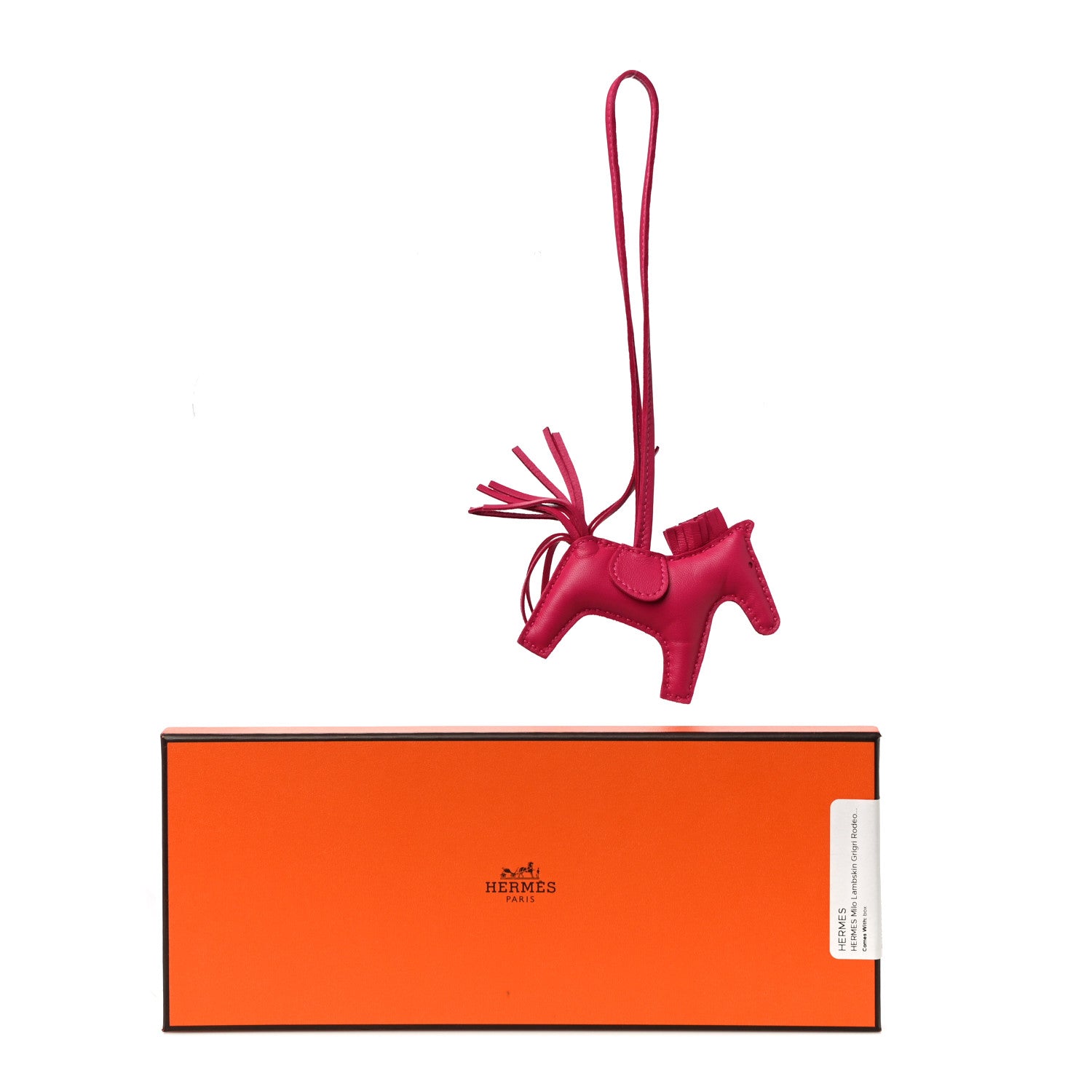 Hermes Milo Lambskin Grigri Rodeo Horse Bag Charm PM Rose Mexico 6 of 6
