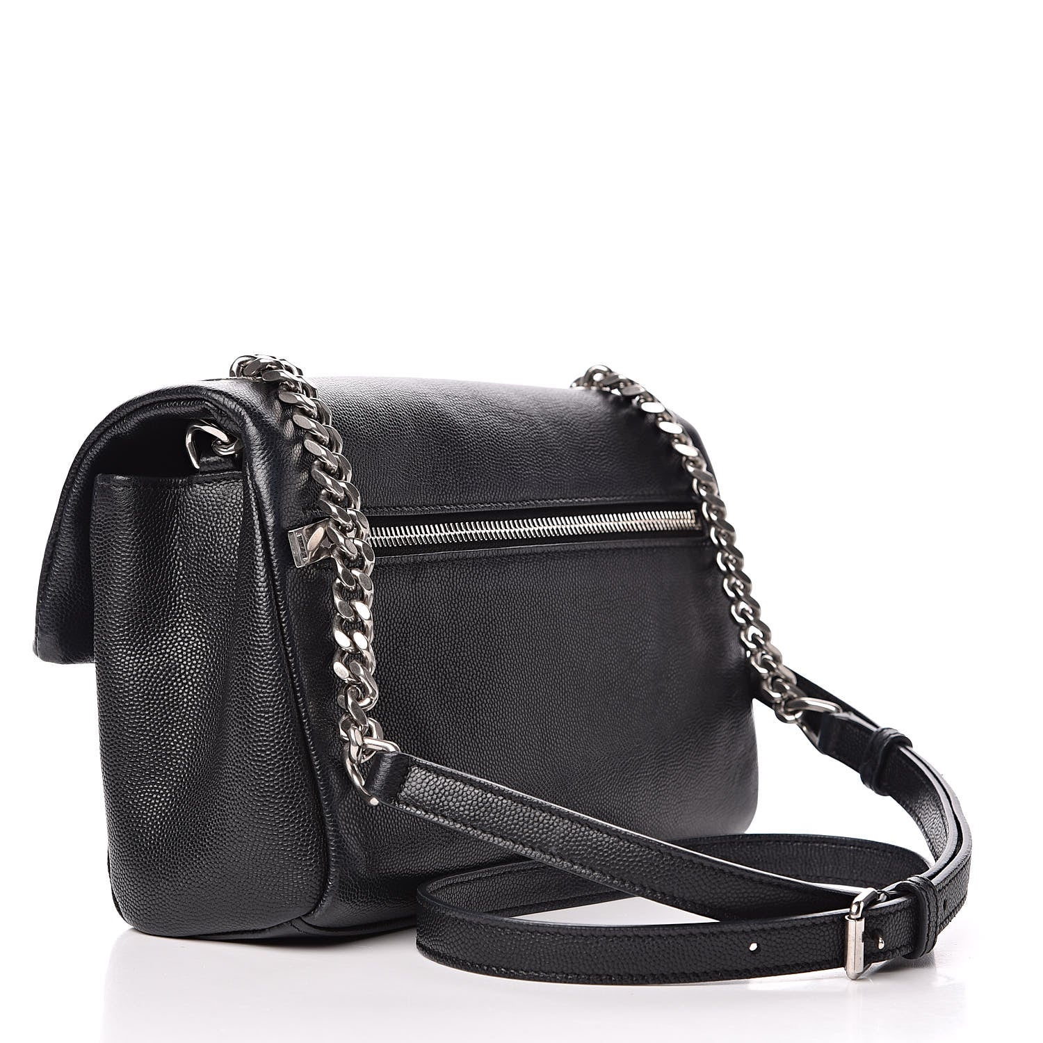 Saint Laurent Grain De Poudre Small West Hollywood Monogram Fold-Over Bag Black 3 of 14