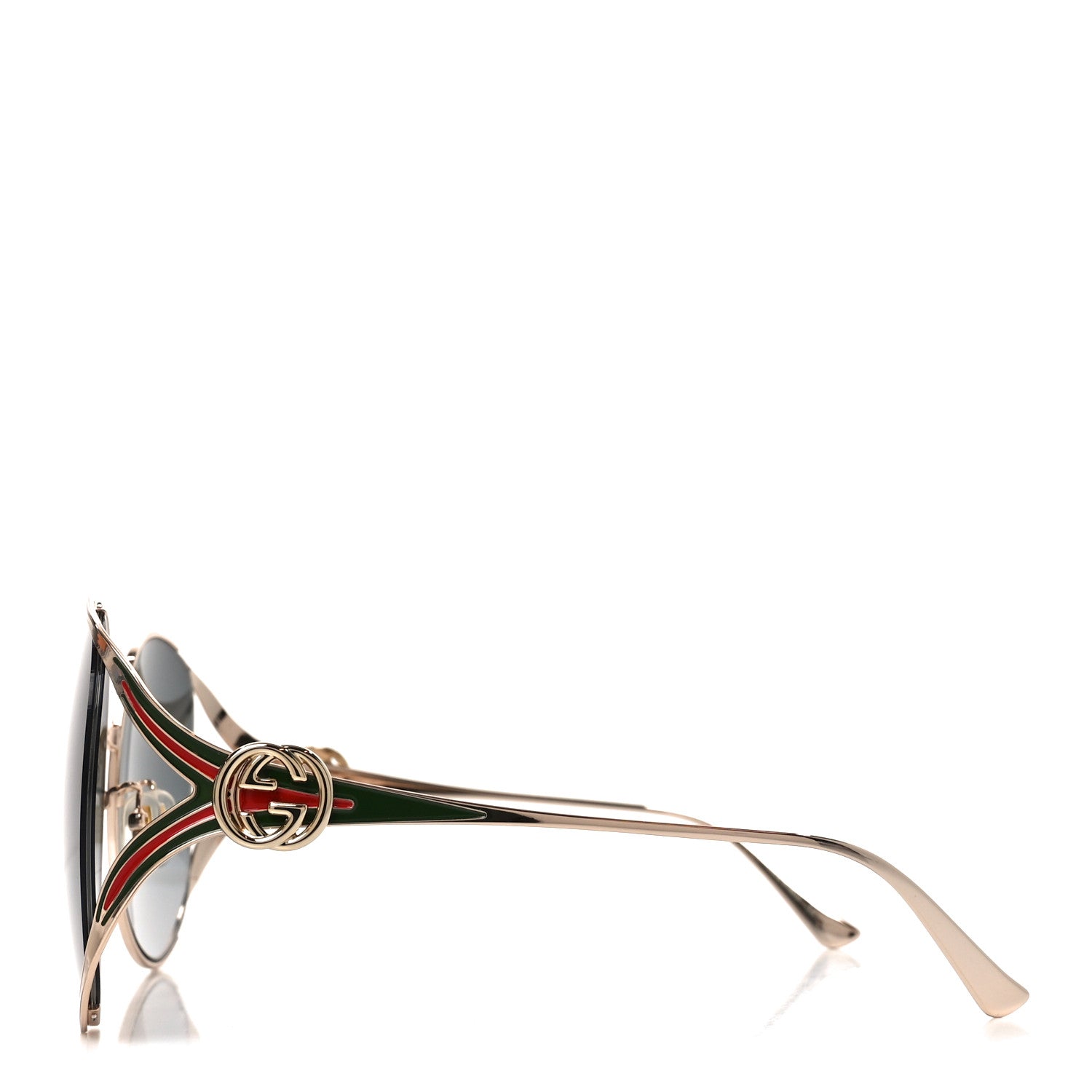 Gucci Metal Oversized Round Frame GG0225S Sunglasses Gold 3 of 7
