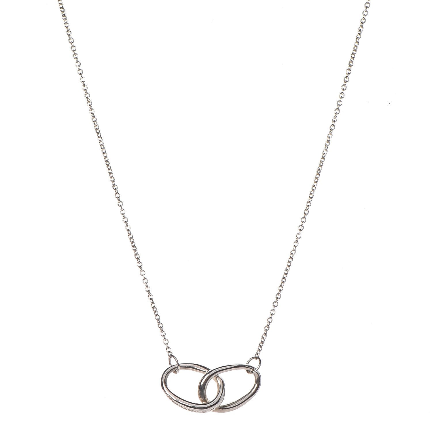 Tiffany Sterling Silver Elsa Peretti Interlocking Ovals Pendant Necklace 1 of 7
