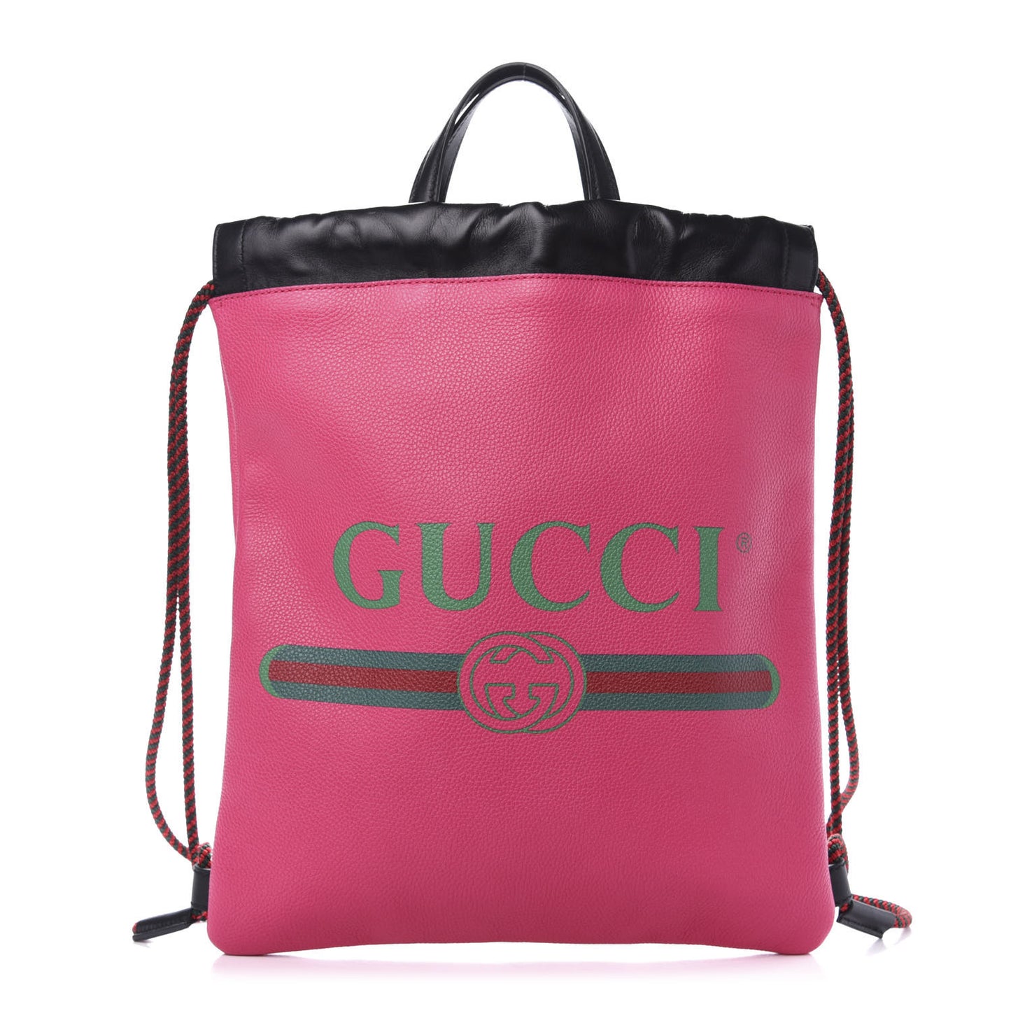 Grained Calfskin Logo Drawstring Backpack Box Pink Green Black