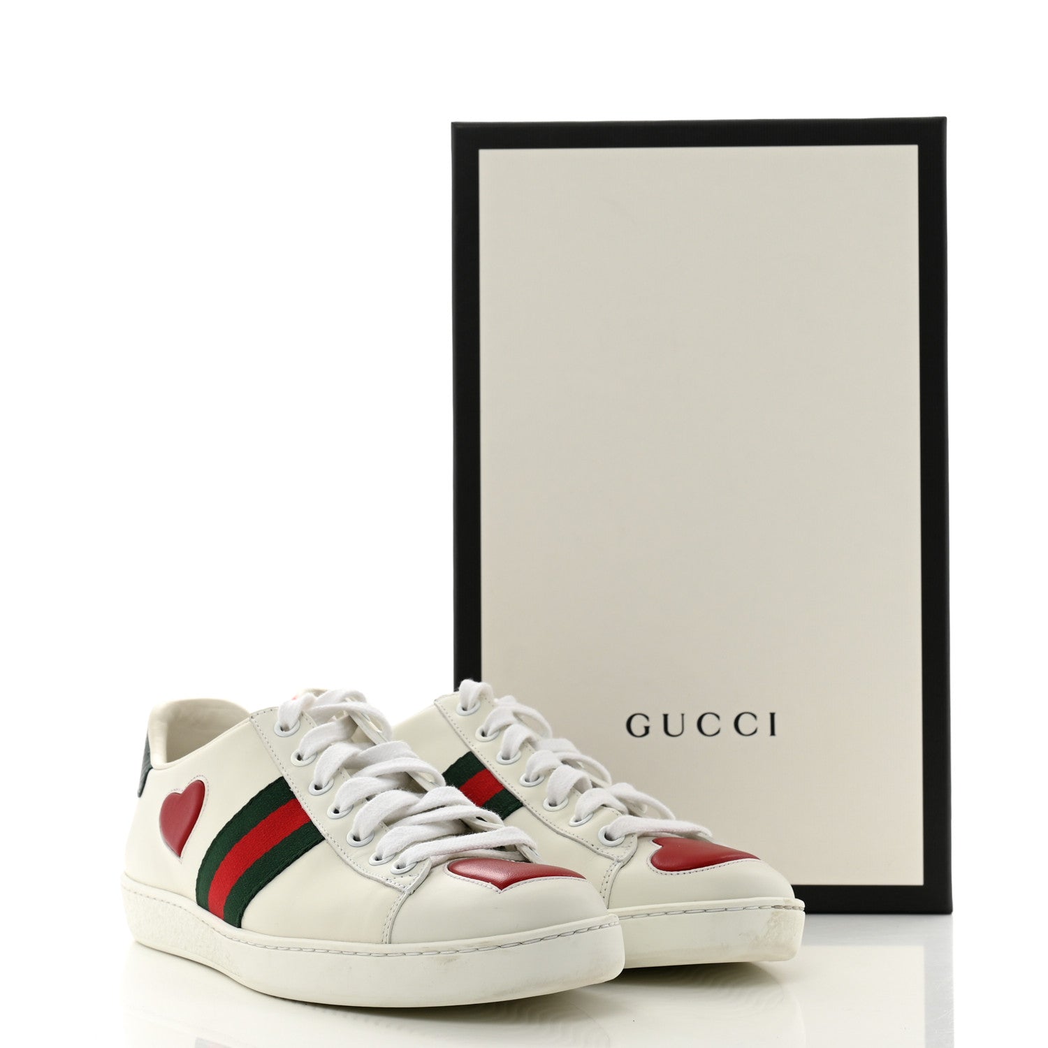 Gucci Calfskin Web Heart Embroidered Womens Ace Sneakers 38 White 12 of 12