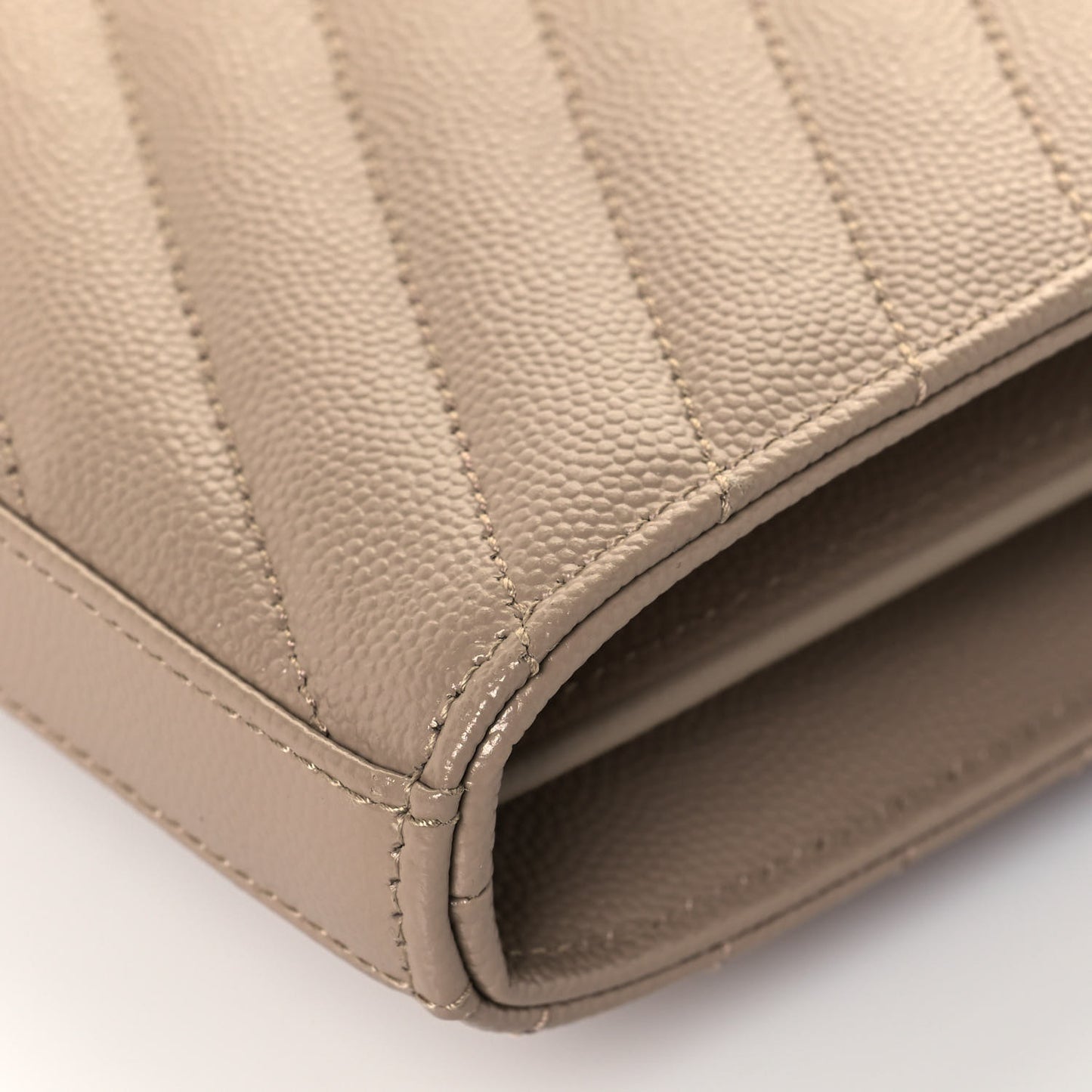Grain De Poudre Matelasse Chevron Monogram Chain Wallet Deep Beige