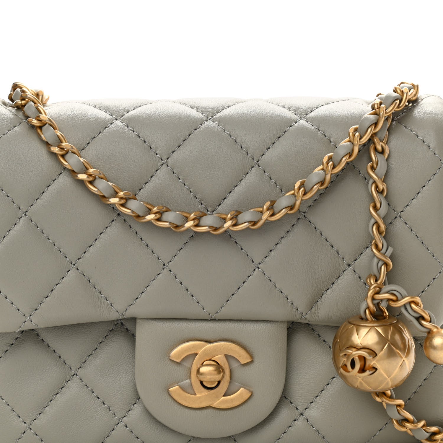 Chanel Lambskin Quilted Mini Pearl Crush Flap Light Grey 8 of 10
