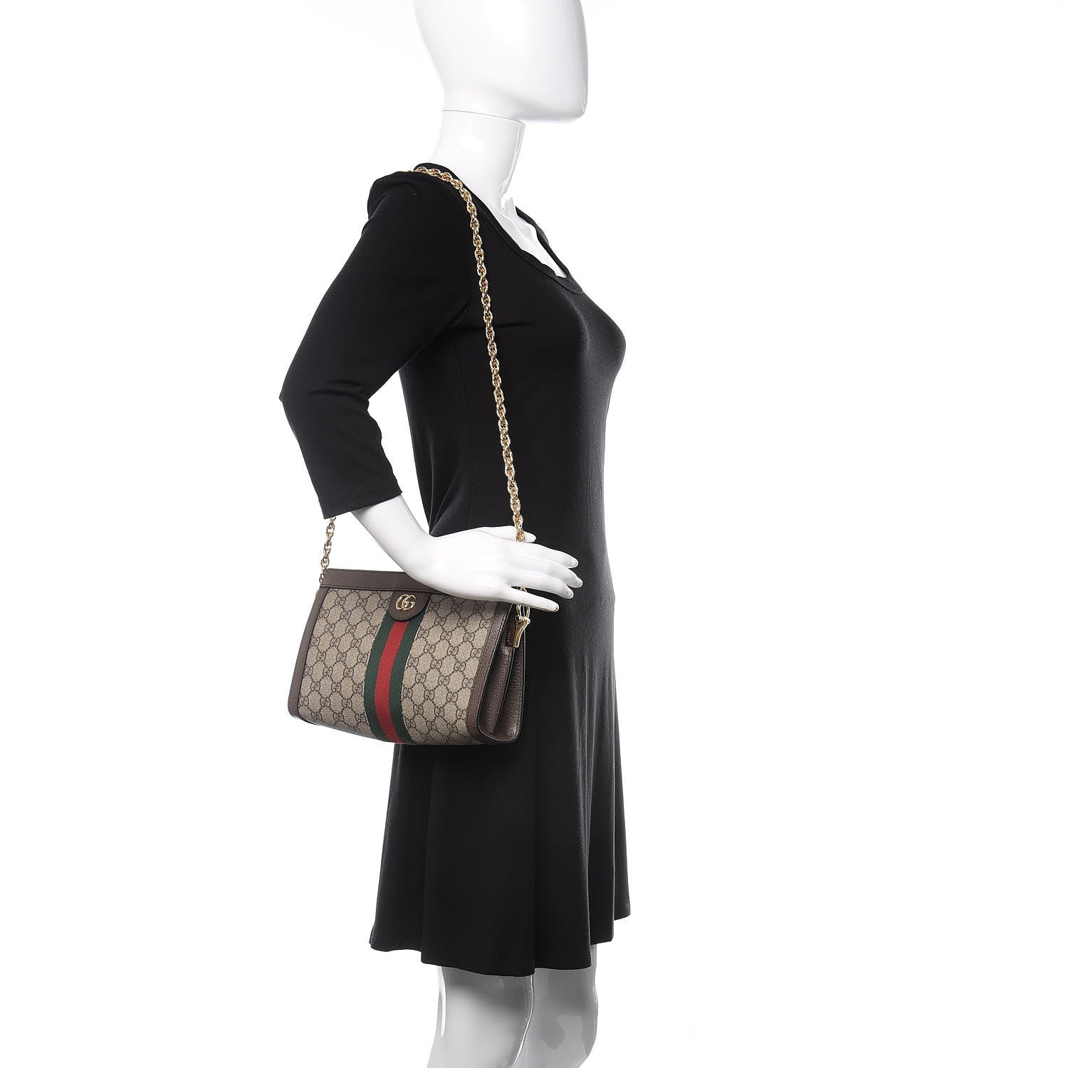 Gucci GG Supreme Monogram Web Small Ophidia Chain Shoulder Bag Brown 2 of 11