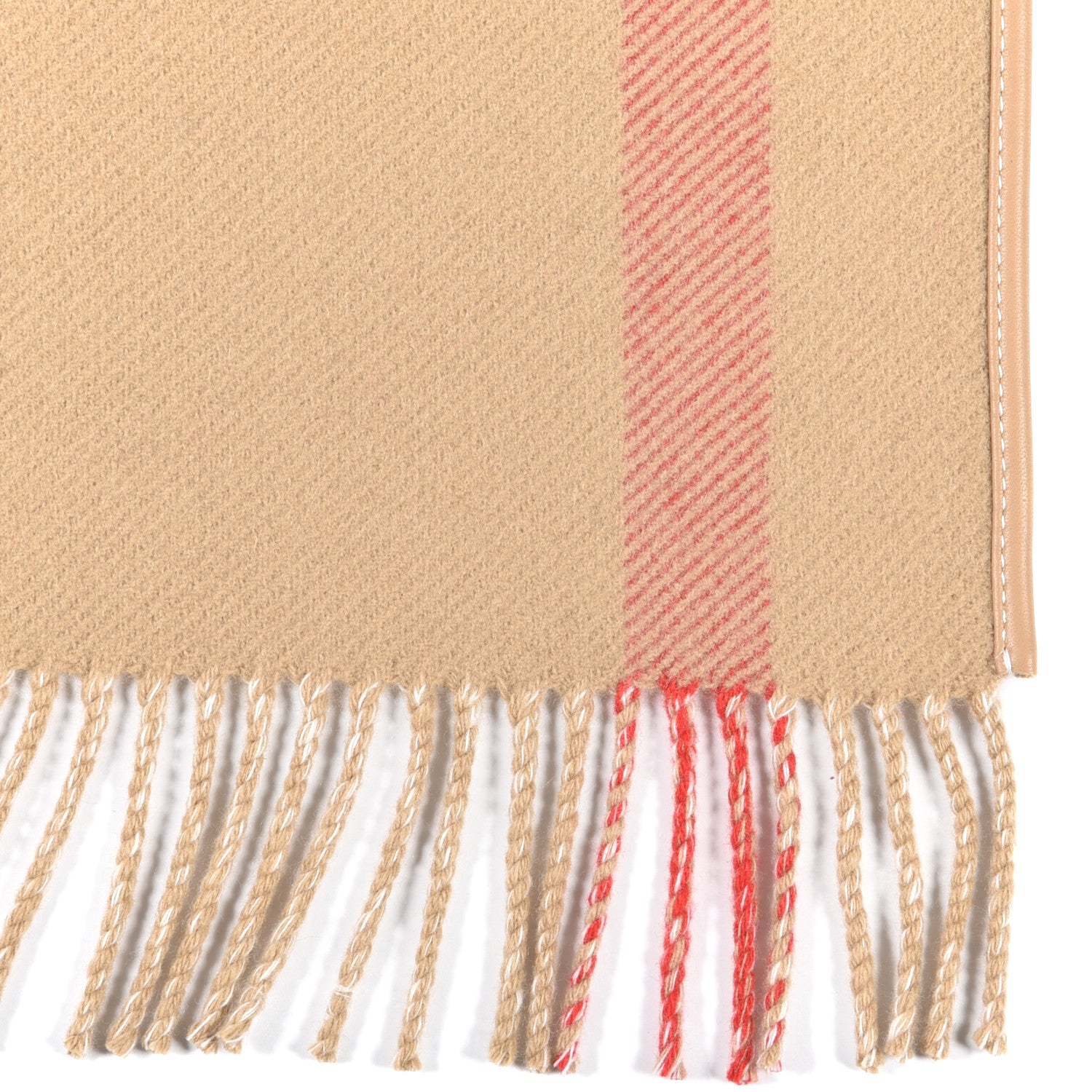 Burberry Wool Cashmere Lambskin Monogrammed TB Print Half Mega Check Cape Scarf Archive Beige 3 of 4