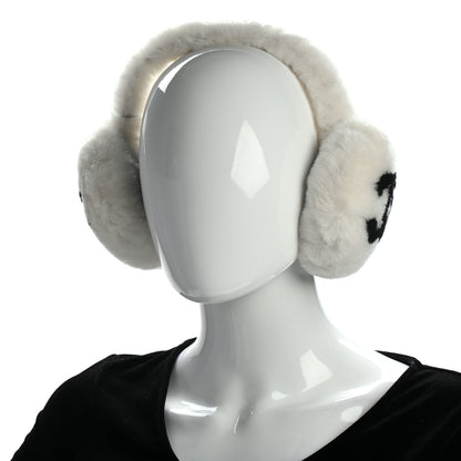 Chanel Shearling CC Ear Muffs White Black 2 of 6