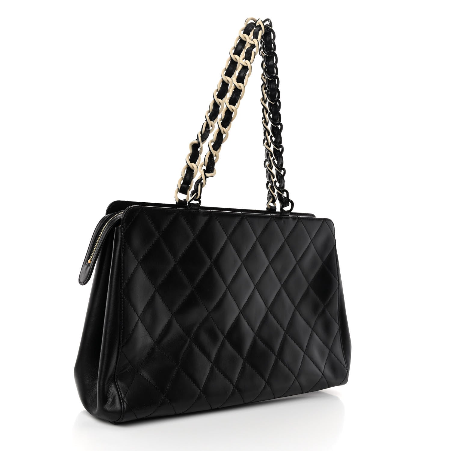 Chanel Lambskin Bekko Chain Large Shoulder Bag Black 3 of 11