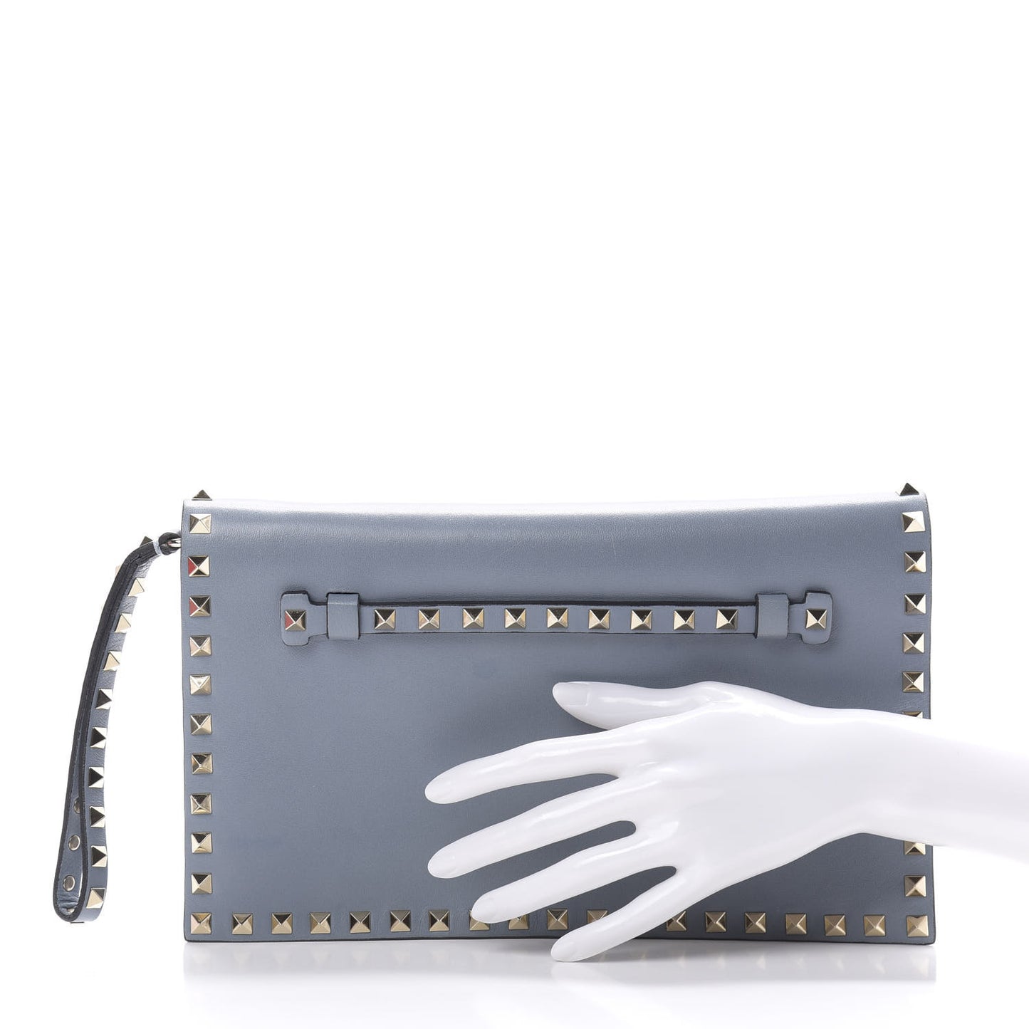 Nappa Rockstud Wristlet Clutch Grey