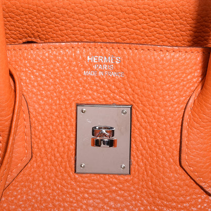 Hermes Taurillon Clemence Birkin 35 Orange 12 of 26