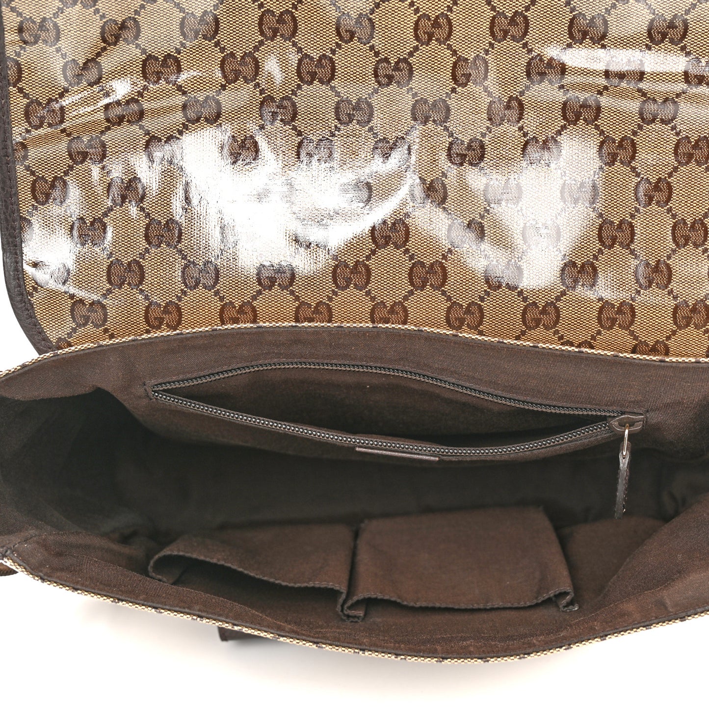 Crystal Monogram Medium Double Buckle Flap Messenger Beige Dark Brown