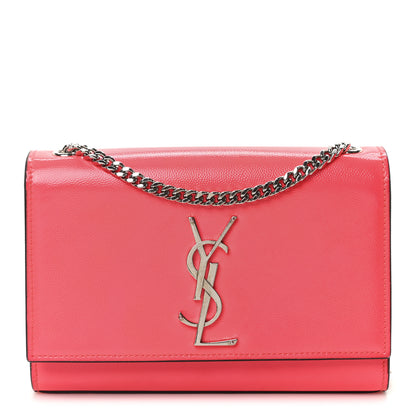 Saint Laurent Patent Grain de Poudre Small Monogram Kate Satchel Neon Pink 1 of 9