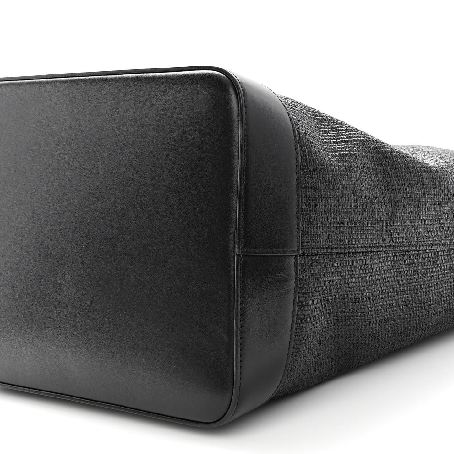 Linen Canvas Teddy Shopping Bag Black