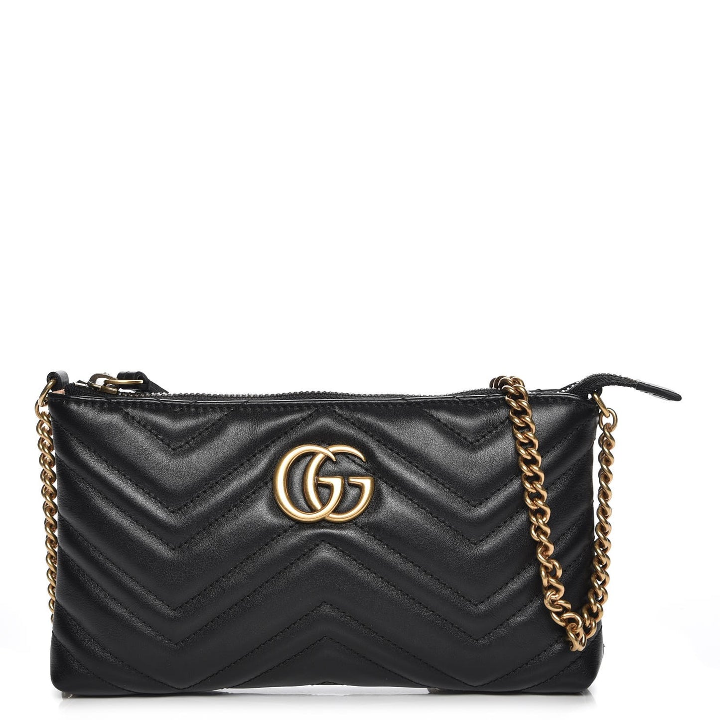 Calfskin Matelasse Mini GG Marmont Chain Bag Black