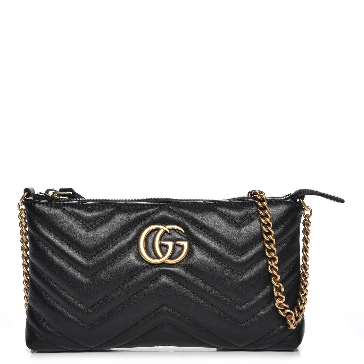 Gucci Calfskin Matelasse Mini GG Marmont Chain Bag Black 1 of 7