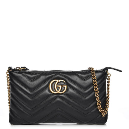 Gucci Calfskin Matelasse Mini GG Marmont Chain Bag Black 1 of 7