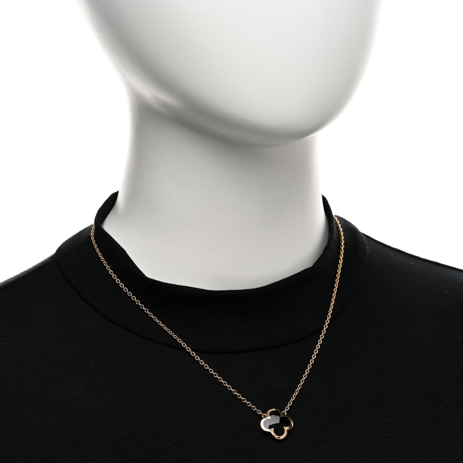 Van Cleef & Arpels 18K Yellow Gold Black Onyx Pure Alhambra Pendant Necklace 2 of 5