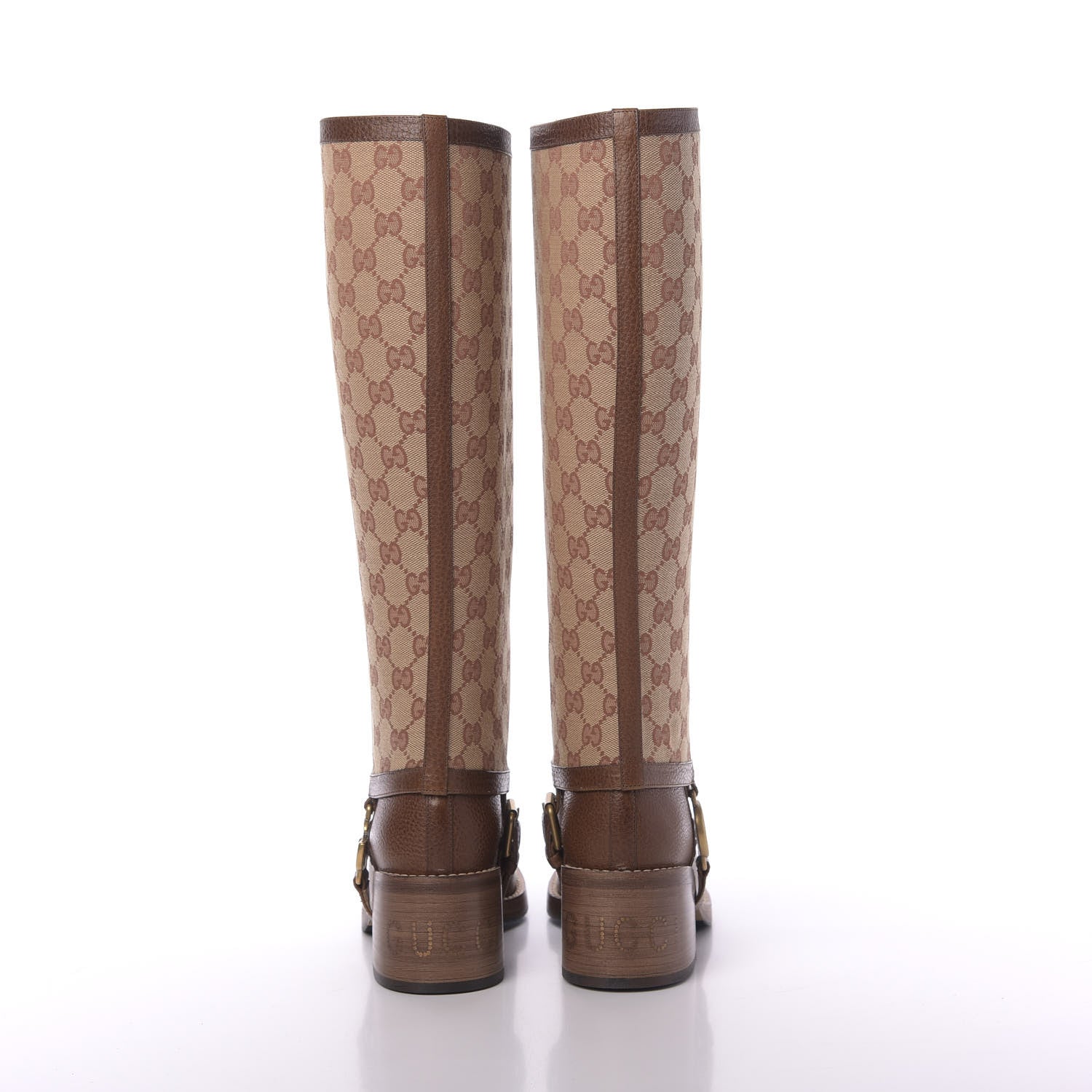 Gucci GG Monogram Calfskin Lola Tall Boots 35 Beige Ruggine Cuir 5 of 9
