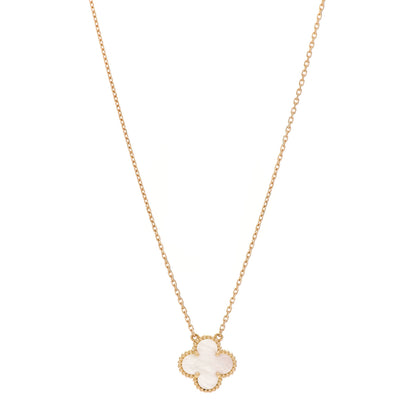 Van Cleef & Arpels 18K Yellow Gold Mother of Pearl Vintage Alhambra Pendant Necklace 1 of 5