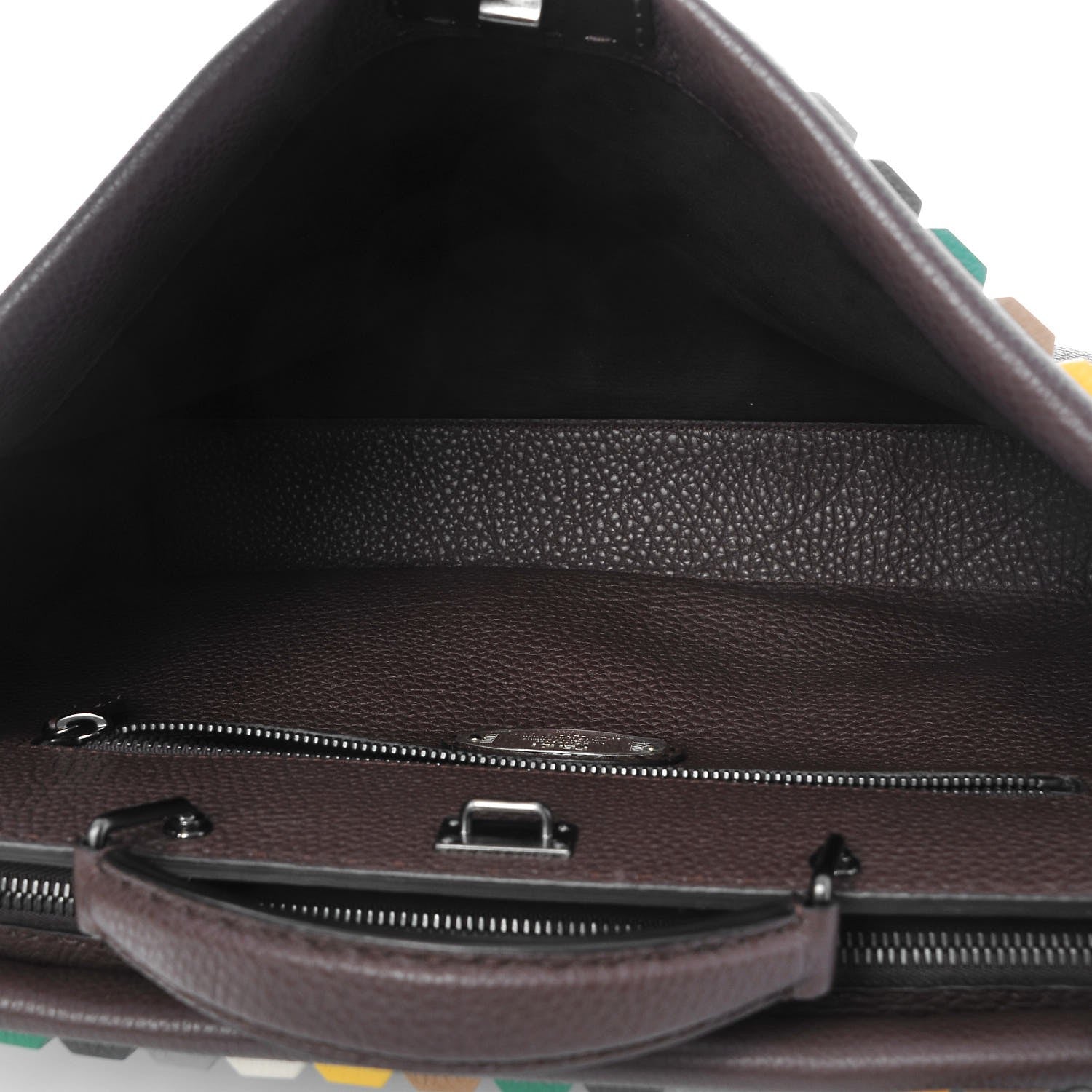 Fendi Cuoio Romano Selleria Studded Large Mens Peekaboo Iconic Essential Satchel Marrone Sunflower Multicolor 5 of 8