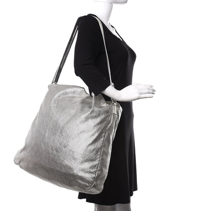 Chanel Metallic Glazed Calfskin Perforated Large Rodeo Drive Tote Silver 2 of 10