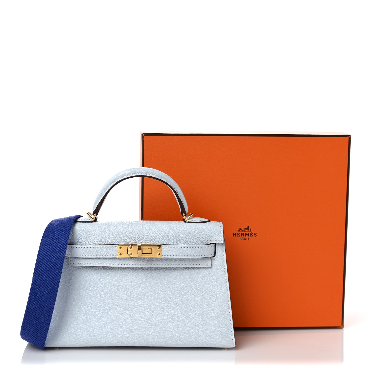 Hermes Chevre Mysore Mini Kelly Sellier 20 Bleu Brume Bleu Electrique 9 of 9