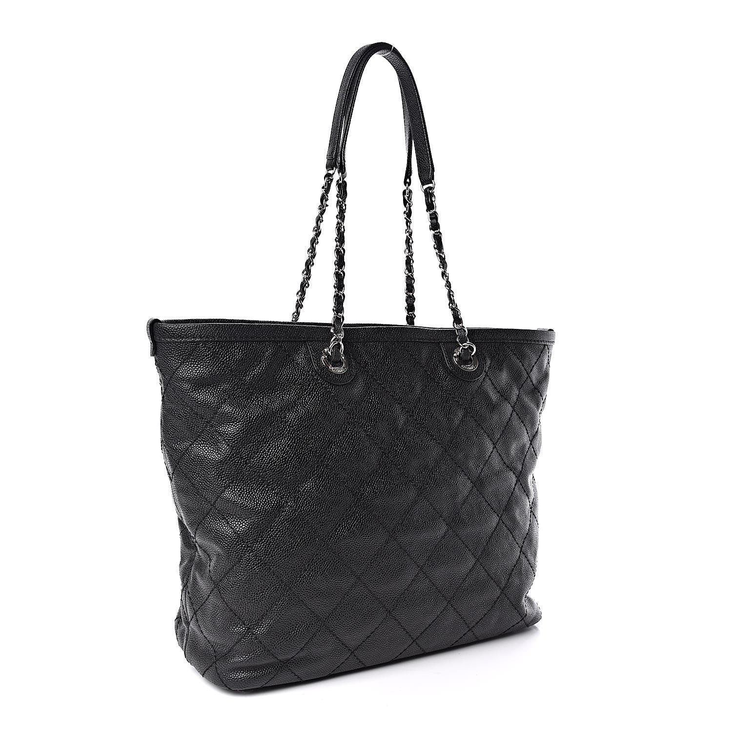 Chanel Grained Calfskin Quilted Small Daily Shopping Tote Black 3 of 9