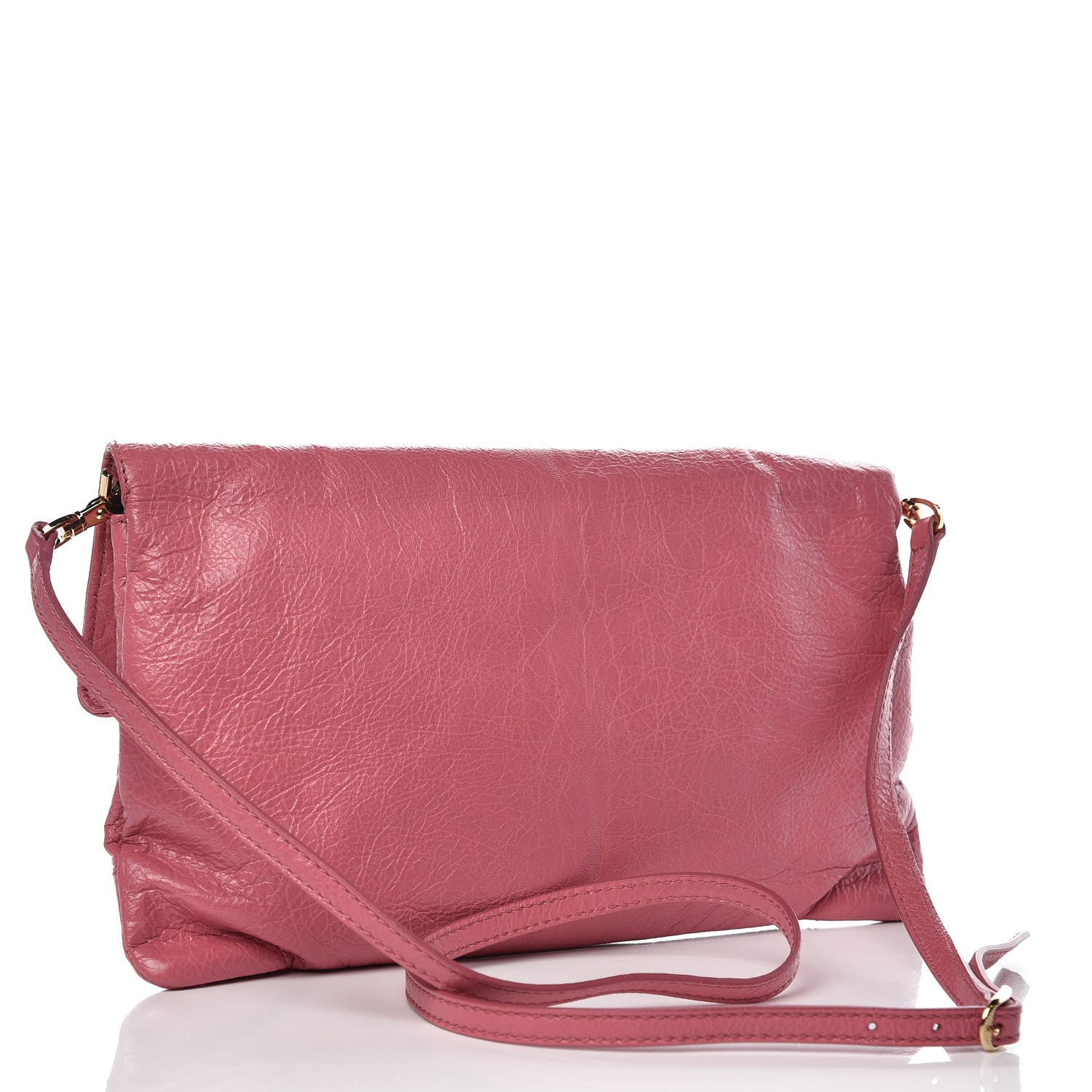 Balenciaga Agneau Giant 12 Gold Hardware Envelope Strap Clutch Rose Hortensia 3 of 8