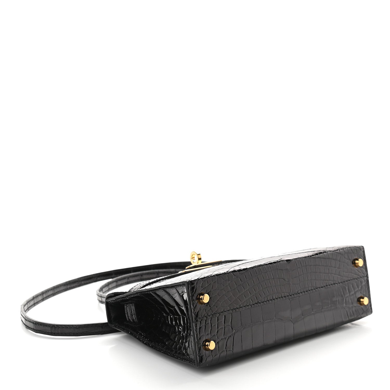 Hermes Shiny Alligator Mini Kelly Sellier 20 Black 4 of 9