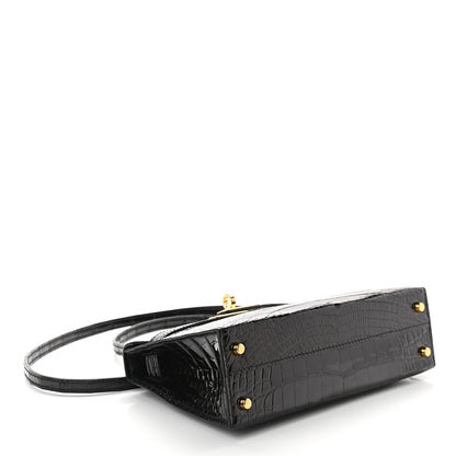 Hermes Shiny Alligator Mini Kelly Sellier 20 Black 4 of 9