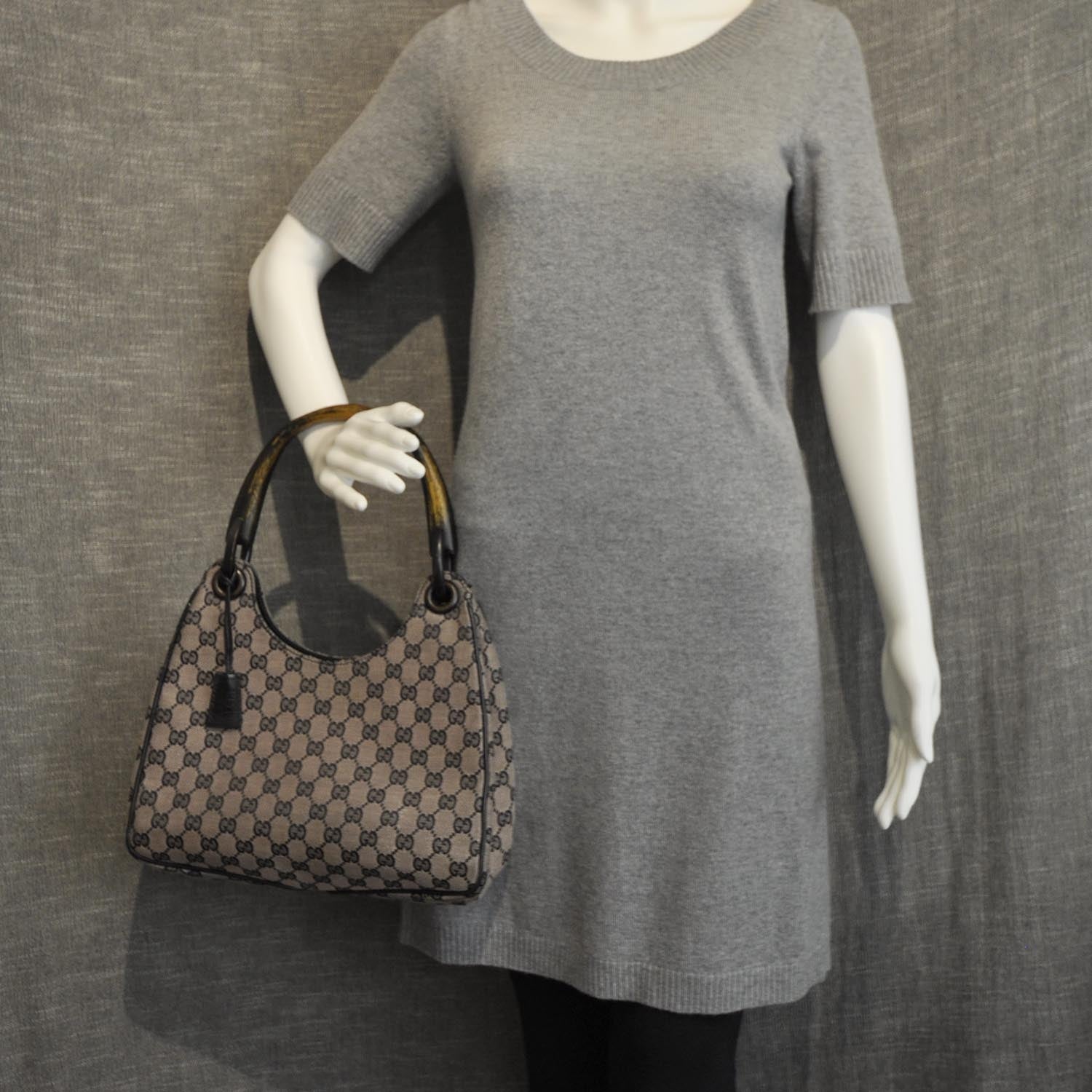 Gucci Monogram Wooden Handle Shoulder Bag 2 of 9