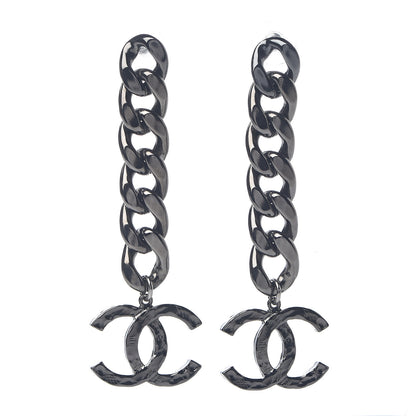 Chanel Metal CC Pick Drop Earrings Ruthenium 1 of 4