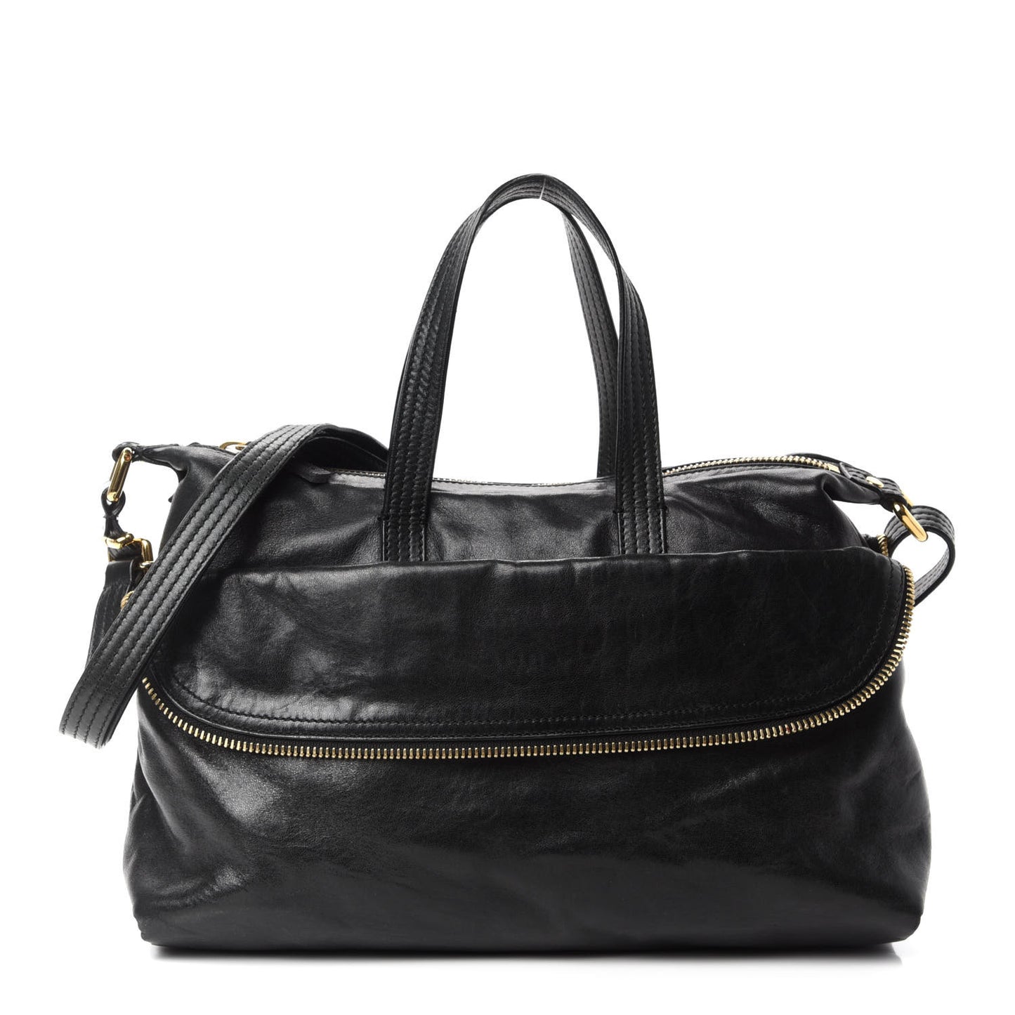 Goatskin Zip It Satchel Black