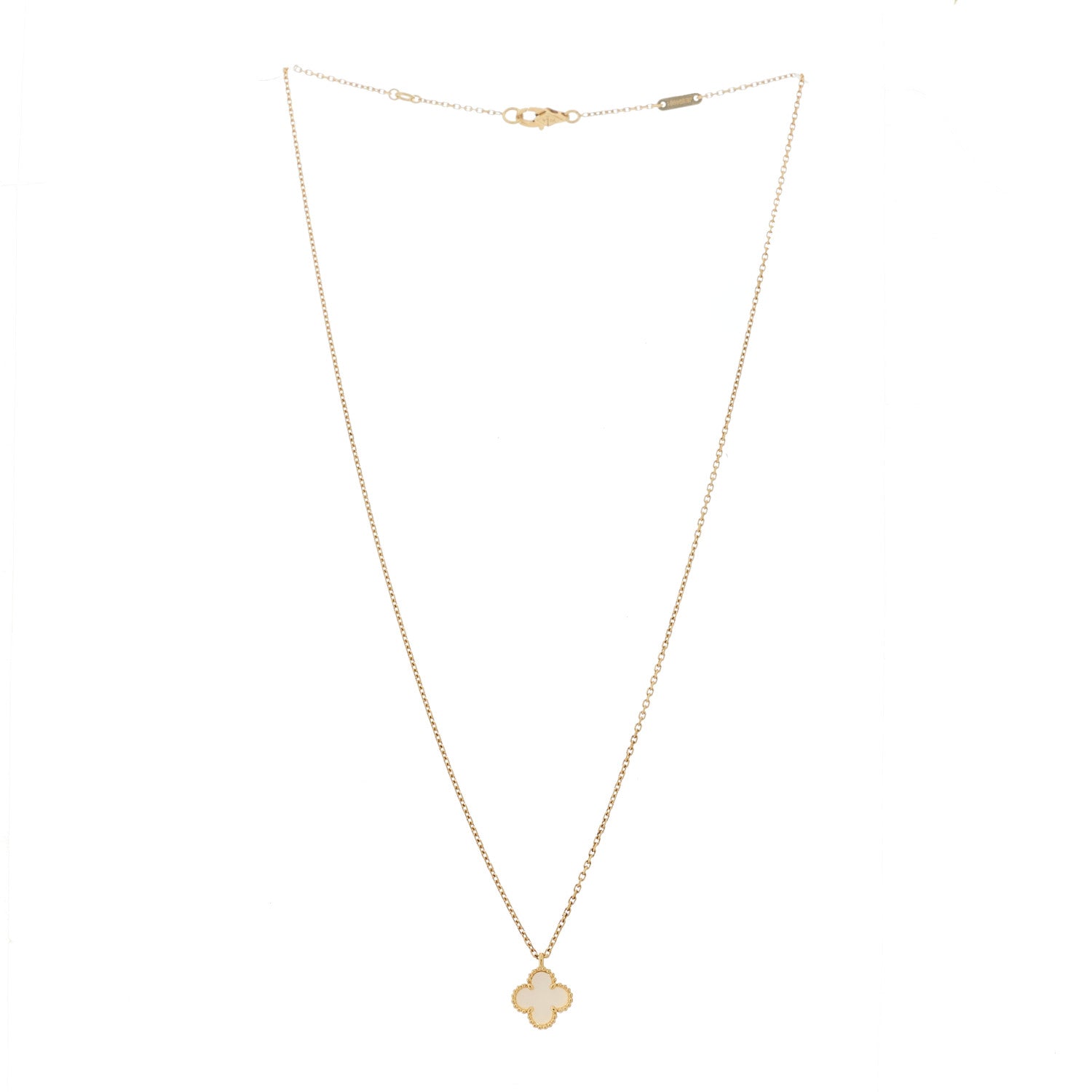 Van Cleef & Arpels 18K Yellow Gold Mother of Pearl Sweet Alhambra Pendant Necklace 3 of 6