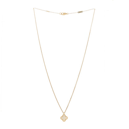 Van Cleef & Arpels 18K Yellow Gold Mother of Pearl Sweet Alhambra Pendant Necklace 3 of 6