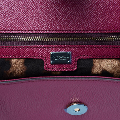 Dolce & Gabbana Dauphine Large Bi-Color Miss Sicily Satchel Fuchsia Khaki 7 of 8