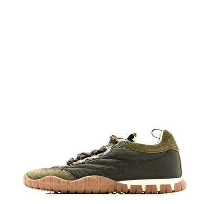 Miu Miu Technical Fabric Suede Womens Tyre Sneakers 37 Loden Green 1 of 13