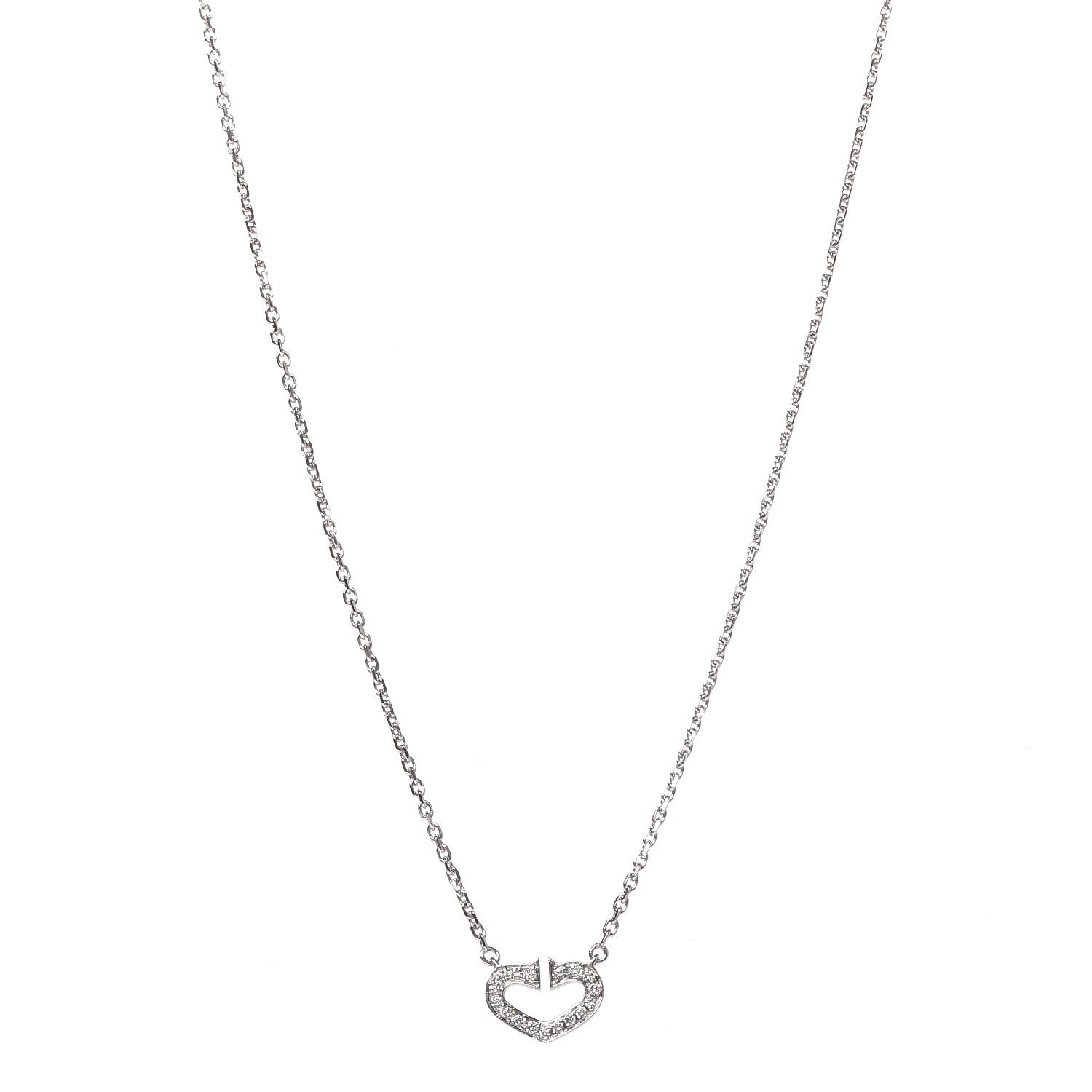 Cartier 18K White Gold Diamond Small Hearts and Symbols Pendant Necklace 1 of 7