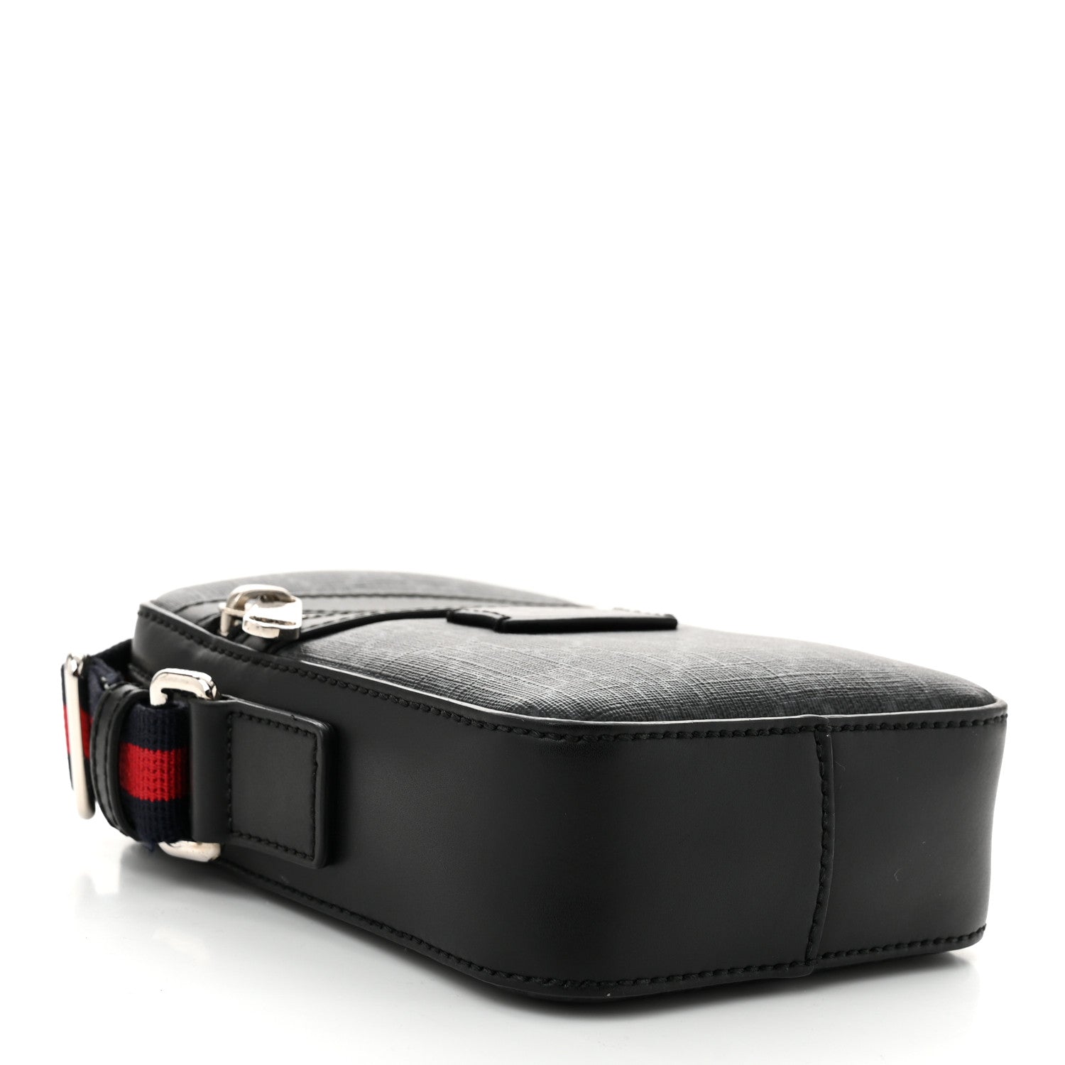 Gucci GG Supreme Monogram Appia Calfskin Web Small Camera Messenger Bag Black Grey 4 of 10