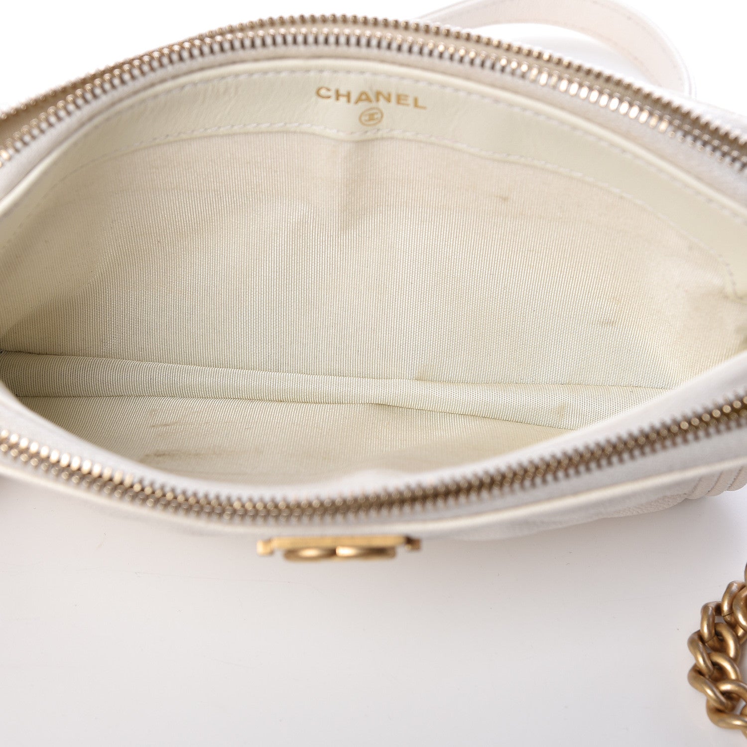 Chanel Caviar Quilted Small Boy Clutch With Chain White 7 of 11