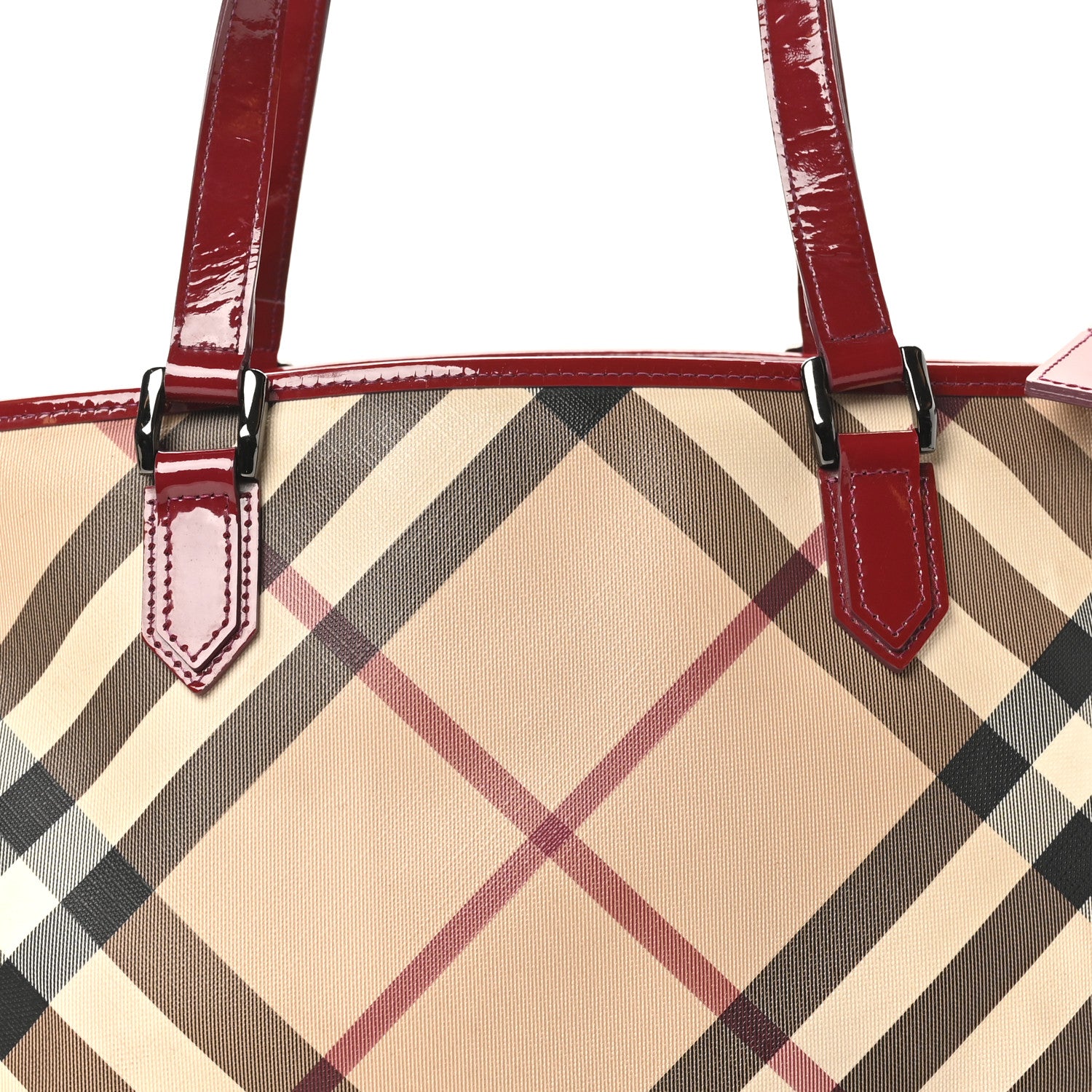 Burberry Nova Check Small Nickie Tote Raspberry 1798414 – FASHIONPHILE