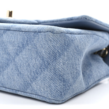 Chanel Printed Denim Quilted Mini Rectangular Flap Light Blue 10 of 11