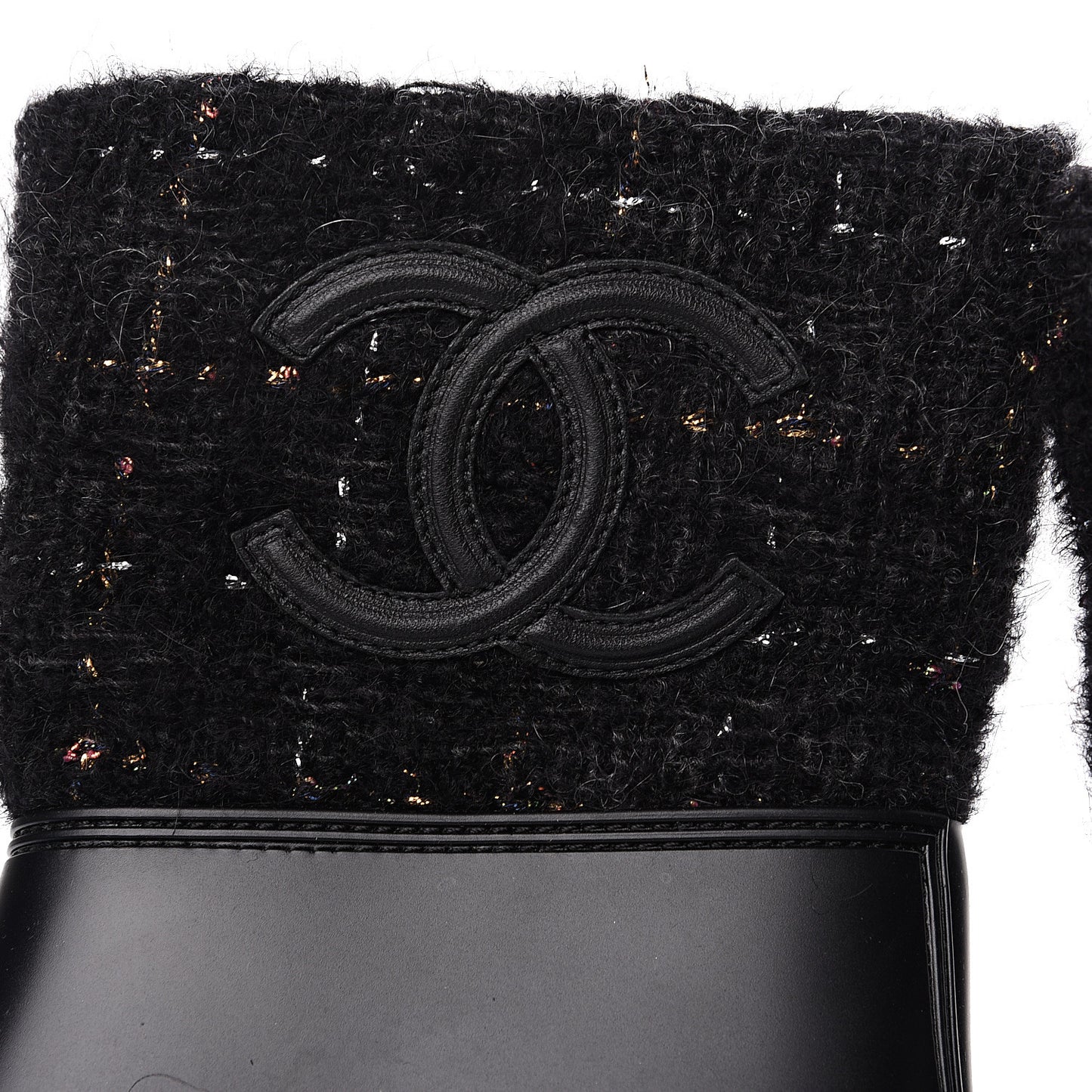PVC Tweed High Boots 41 Black
